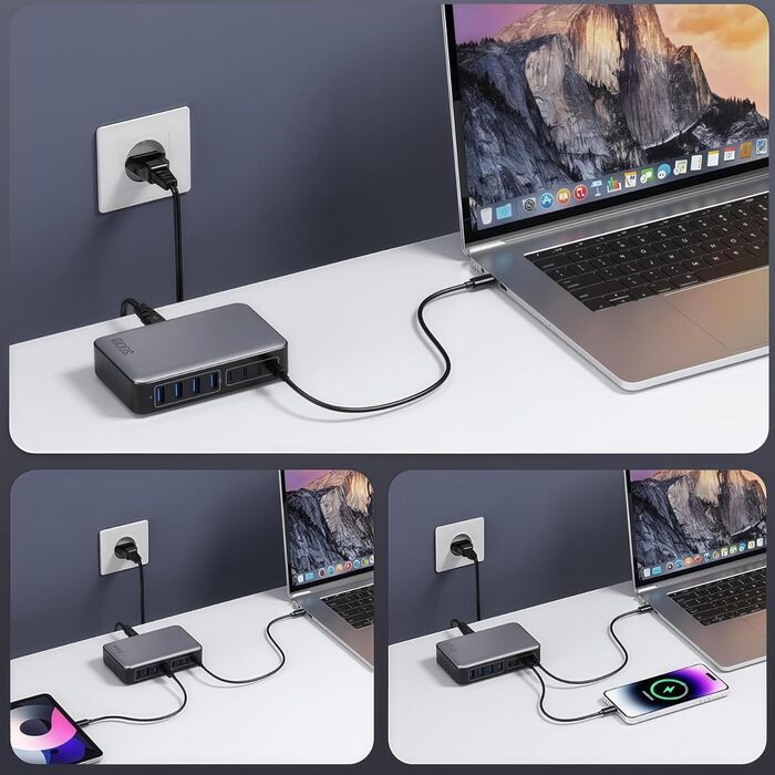Зарядний пристрій USB-C 620W, 10 портів, швидка зарядка PD PPS 100W, для MacBook Pro/Air, iPad, iPhone 16/15/14/13/12 Pro Max, Samsung (чорний)