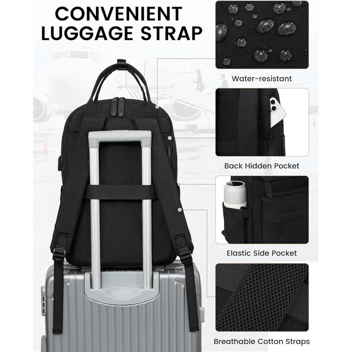 Жіночий рюкзак LOVEVOOK 15.6' для ноутбука, подорожей, роботи: водонепроникний, елегантний, для школи, університету, офісу (бежевий, хакі)