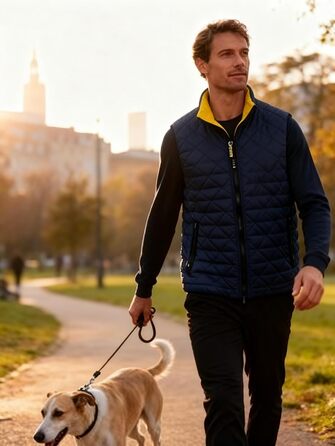 Чоловіча степкова жилетка Krumba для зими: тепла жилетка з утеплювачем для прогулянок, вихідних та активного відпочинку (3XL, темно-синій)