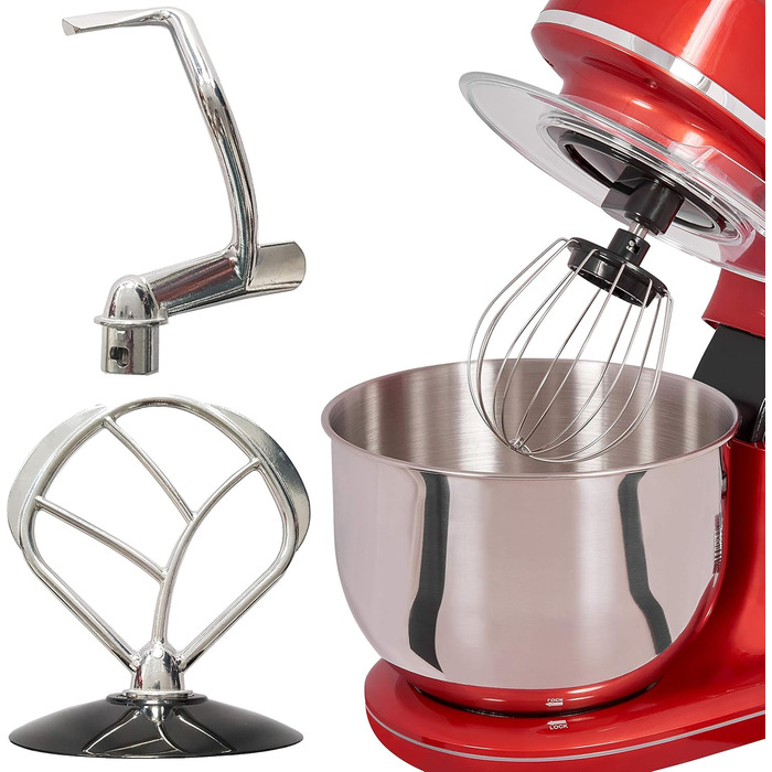 Кухонна машина GUTFELS KM 8102 roi | 1200 Вт | 10 швидкостей | 5 л чаша | Насадки: віночок, гак для тіста, гак для збивання | Червоний колір