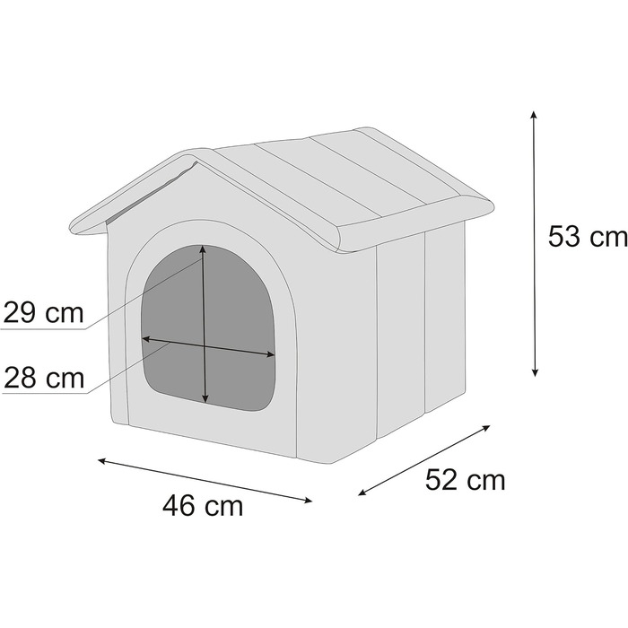 Будка для собак, лежанка для собак, будиночок для котів Mittel L 52x46x53 см, графіт з чорним