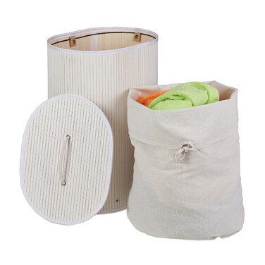 Relaxdays Bamboo Laundry Basket Oval