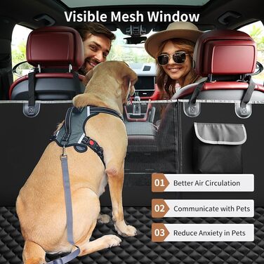 KYG Car Seat Dog Cover - Waterproof & Non-Slip Back Seat Protector with Window - 135x140cm