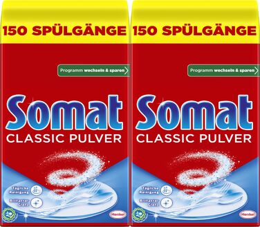 Порошок для посудомийних машин Somat Classic, для щоденного очищення та видалення стійких плям, 2.4 кг (2x 1.2 кг)