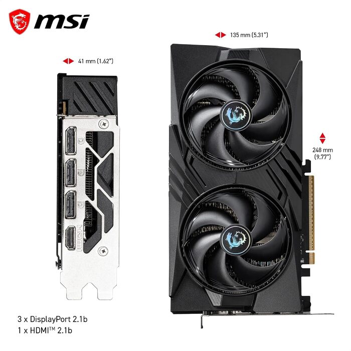 Відеокарта MSI GeForce RTX 5060 GAMING OC 8GB GDDR7, PCIe 5.0, HDMI 2.1b, DisplayPort 2.1b
