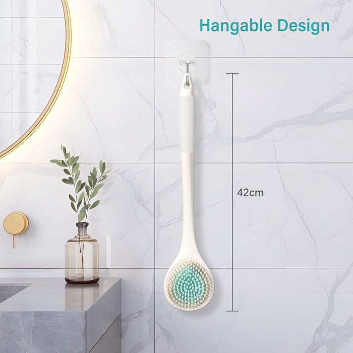 Щітка для душу Brencco з довгим руків'ям, для чищення спини та тіла, антиковзка, для догляду за шкірою