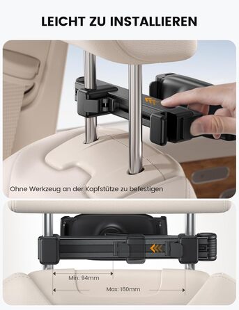 Тримач для планшету Lamicall у автомобільну підголівник - надійне кріплення, сумісний з iPad, smartphone, Switch, Samsung Tab (4.7-13 дюймів)