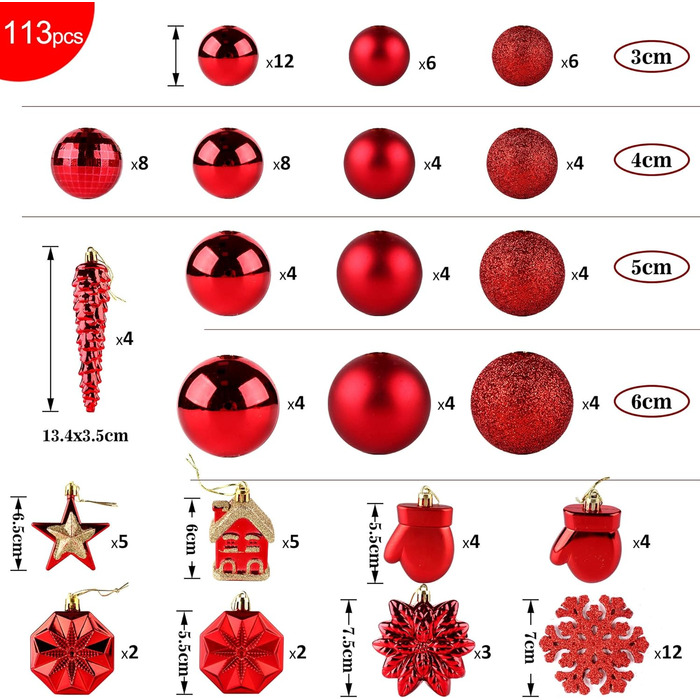 Набір прикрас на ялинку: новорічні кулі Рожево-золоті, 100 шт., діаметром 3, 4 та 6 см, пластикові. Ідеально для прикрашання ялинки на Різдво та Новий рік