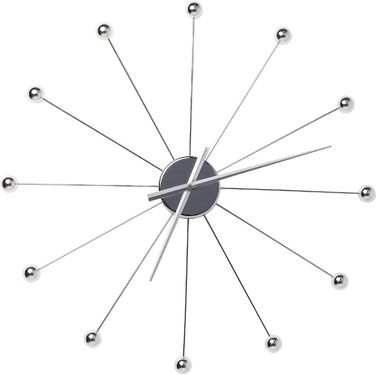 Kare Design Wall Clock Like Umbrella, 100cm Diameter, Clock, Modern, Minimalist, Aluminum Frame, Round, Battery not included (Silver)