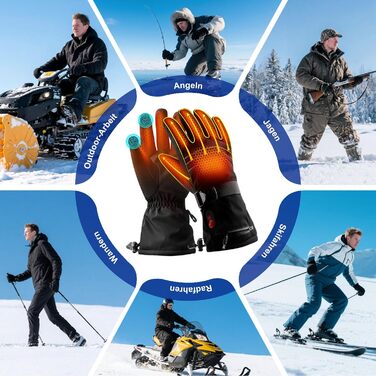 Електричні гріючі рукавиці для чоловіків та жінок, 7.4V 3200mAh, для зимових видів спорту, XL, Чорний