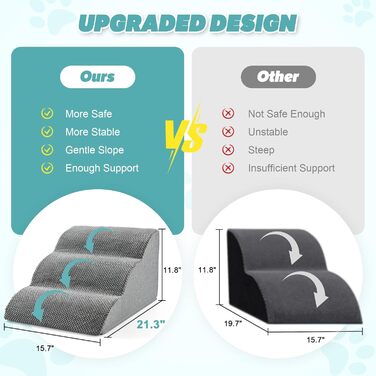 Сходинки для собак IFNOW: 40 см, 4-ступеневі, для ліжка, дивану, котів, цуценят, водонепроникні, знімний чохол