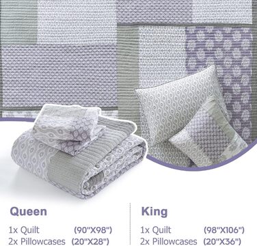 Комплект постільної білизни Finlonte Quilt Twin (1.5) з бавовни, блакитно-сіро-білий, легкий, двосторонній, для всіх сезонів, 2-х частинний (178x218 см)