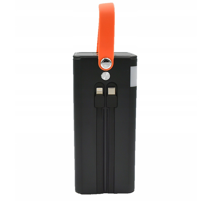 Потужний павербанк FUMO 50000mAh з вбудованими кабелями, швидка зарядка 4xUSB, USB-C, LCD-дисплей, PD, QC