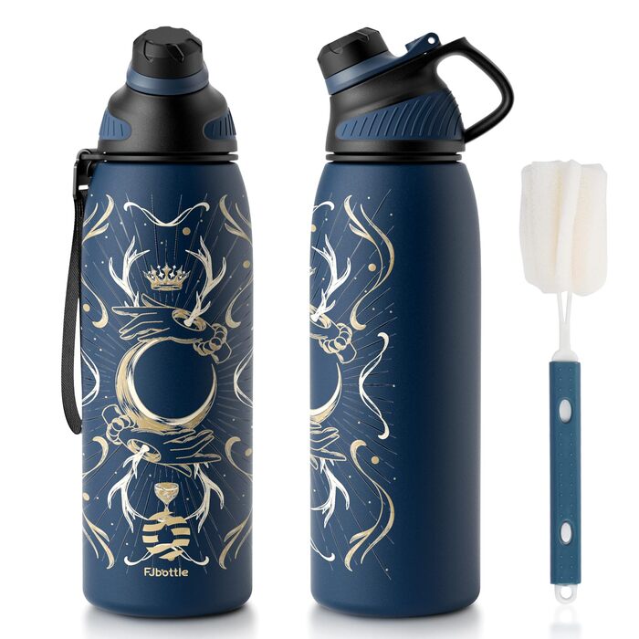 Фляга спортивна Fjbottle 1000 мл з нержавіючої сталі з магнітною кришкою, BPA-free, термоізольована для школи, фітнесу