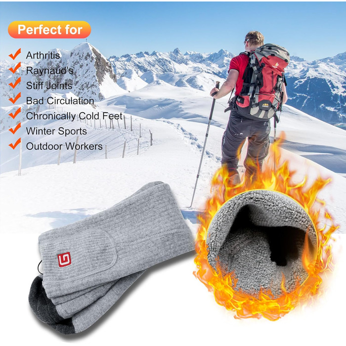 Спортивні грілки для ніг Svpro з акумулятором для чоловіків та жінок. Електричні грілки для ніг, теплі, для кемпінгу, полювання, сірі (L).