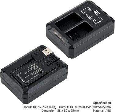 Зарядний пристрій Dual USB для цифрових камер Nikon (Z7, Z6, D850, D810A, D810, D800E, D800, D750, D610, D600, D500, D7500, D7200, D7100, D7000) з акумуляторами EN-EL15 / EN-EL15A / EN-EL15B