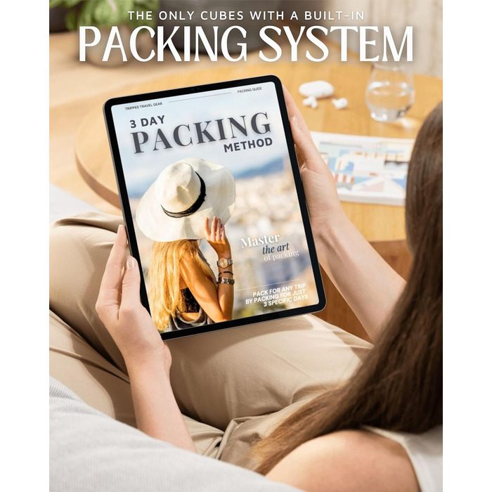 Набір кубиків для пакування TRIPPED Travel Gear: 6 шт., білий/зелений, для подорожей, з подвійним замком-блискавкою