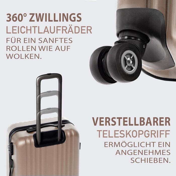 Набір валіз FERGÉ Toulouse 3 шт. з жорстким корпусом: ручна поклажа 55 см, L та XL 65 см, 100% ABS