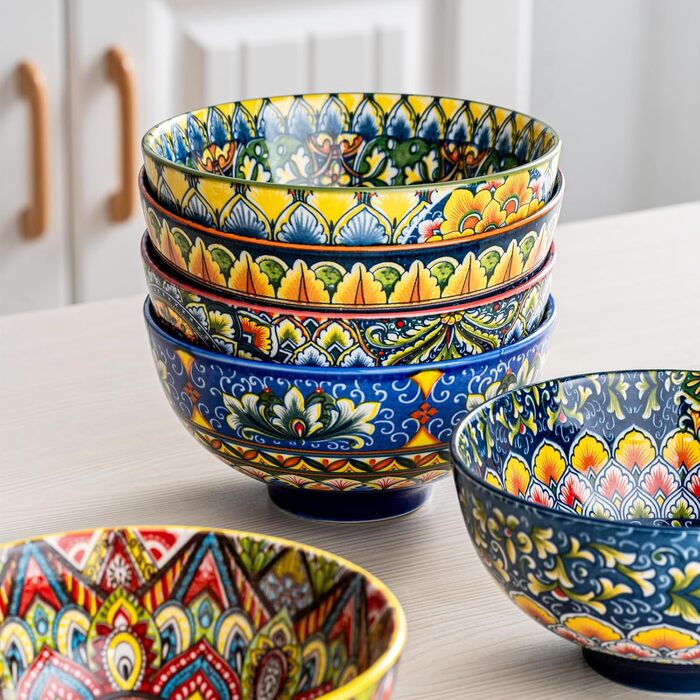 Набір супових тарілок Henten Home, 4 шт., 300 мл, порцеляна. Ідеально для супу, десерту, морозива. Стиль Богемія