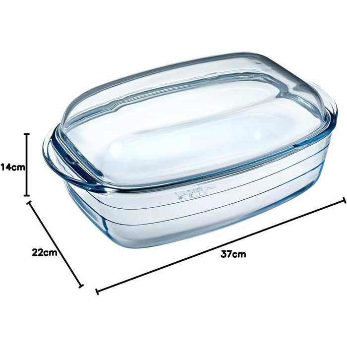 Ôcuisine Прямокутна жароміцна форма для запікання, 4,5 л, скляна, 37x14x22 см, прозора