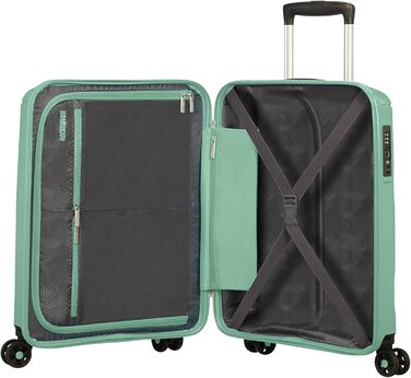 Валіза American Tourister Sunside Spinner 55 см, 35 л, чорна/зелена, легка дорожня валіза на 4 колесах