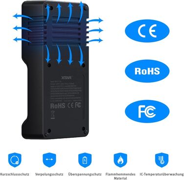 Зарядний пристрій XTAR VC2L для акумуляторів 18650/21700 з LCD дисплеєм та USB Type-C, 2 слоти, для Li-ion 3.6V/3.7V та Ni-MH/Ni-Cd AA/AAA