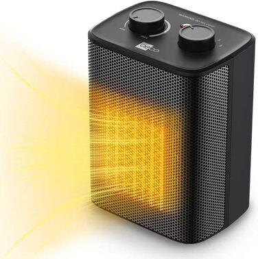 Електричний обігрівач Aeco EcoHeat Boost 58 см з дистанційним керуванням, 2000 Вт, LED ECO-режим, таймер 24 год, 4 режими, тиха керамічна панель, термостат, захист від перегріву та перекидання, осциляція