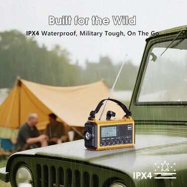 Портативне радіо DAB/DAB+/UKW з сонячною батареєю та акумулятором 5000mAh. Радіо для кемпінгу, надзвичайних ситуацій, з LED ліхтариком та функцією зарядки телефону USB.