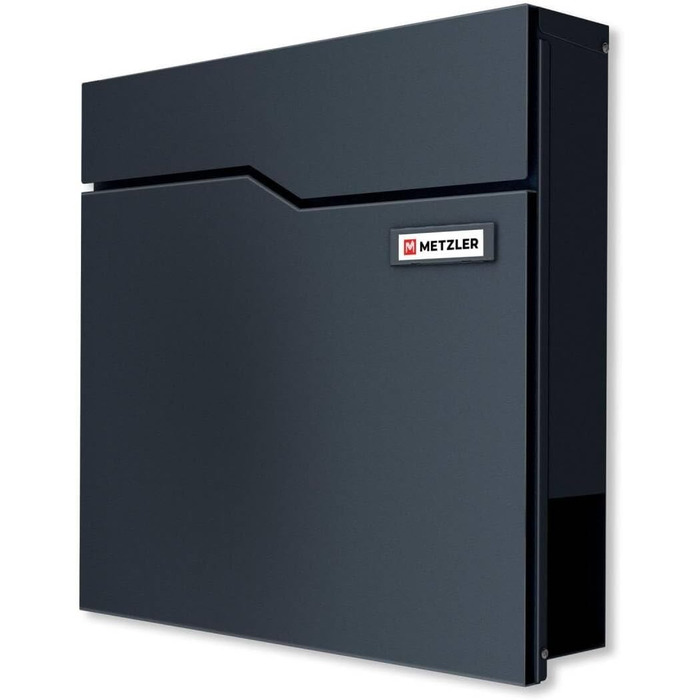 Поштова скринька Metzler Hoffmann антрацит RAL 7016 з табличкою для імені та відділенням для газет - настінна металева порошково-пофарбована, стійка до погодних умов