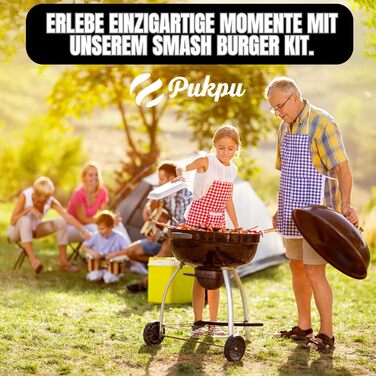 Набір для приготування Smash Burger – 6 предметів: прес для бургерів, розчавлювач, 2 кришки для плавлення сиру, лопатка для гриля та шампури – подарунок для чоловіків та любителів гриля (Чорний, 6 предметів)