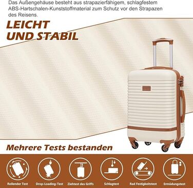 COOLIFE Luggage Suitcase Travel Suitcase with ABS Hard Shell, 4 Spinner Wheels, TSA Lock. The suitcase includes 1 Travel Backpack and 1 Toiletry Bag (White/Brown, Large 3-Piece Suitcase Set) (Medium 3-Piece Suitcase Set, Dark Green/Brown)
