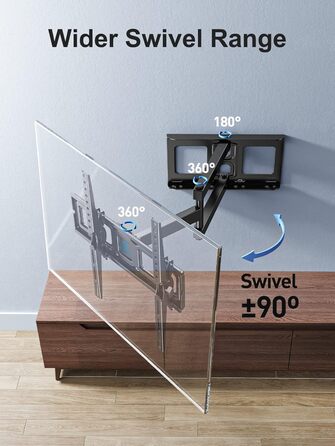 PERLESMITH Tilt & Swivel TV Wall Mount for 26-60 inch Flat & Curved TVs/Monitors (up to 40kg, VESA 400x400mm)