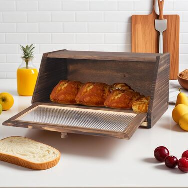 Дерев'яний хлібний ящик з кришкою та дощечкою для нарізання, Brotaufbewahrung