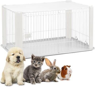 Забіг для цуценят Iris Ohyama з дверцятами та знімним дахом, 60 см, білий. Забіг для котів, переноска для собак, для вулиці та дому. Підходить для цуценят, середнього розміру. Модель CLS-1130