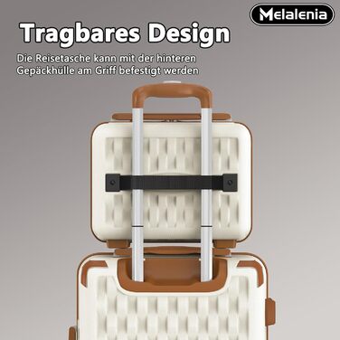 Набір валіз Melalenia 7 предметів з жорстким корпусом, легкий, на 4 колесах з TSA-замком. Включає косметичку, сумку для подорожей та кулькову косметичку (білий, 53 см, ручна поклажа 4 предм.)