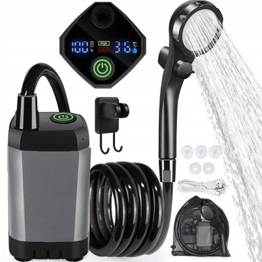 Душ з інтелектуальним дисплеєм, акумулятор 6000 мАг, сірий колір