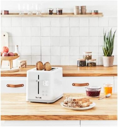 Tefal TT6931 Sense Toaster | 7 Browning Levels | Digital Display | Countdown Timer | Reheat/Defrost | Crumb Tray | Stop Button | White Single