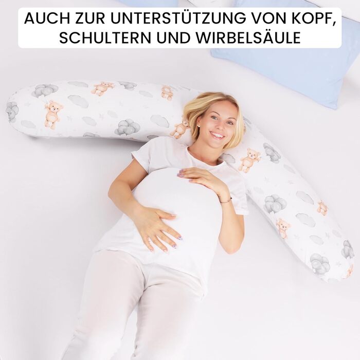 Подушка для вагітних Amilian 170 см XXL – подушка для сну на боці – подушка для годування – Body Pillow (балон)