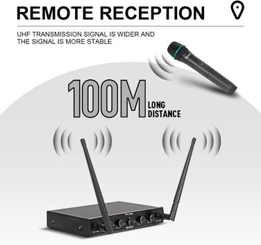 Debra 4-канальний UHF мікрофонний комплект, AU400: ручний, нагрудний, наголовний мікрофон для церкви, караоке, співу (2 ручні + 2 нагрудні мікрофони)