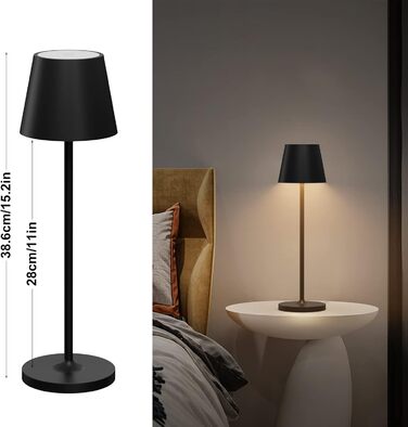 LED акумуляторні настільні лампи Klighten (2 шт.), диммування, для дому та вулиці, USB зарядка, 3000K, IP54, алюміній (чорний)