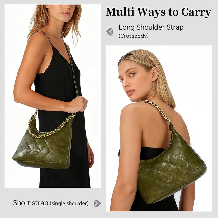 Сумка жіноча через плече крос-боді, PU шкіра, міні Hobo Bag, оливково-зелена - трендова сумка для побачень, вечірок, прогулянок