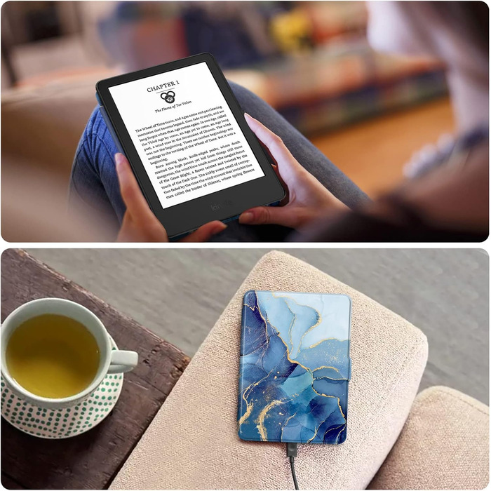 Чохол Fintie для Kindle 6 (11 покоління) 2024/2022 з авто-вимиканням, захисний чохол для Kindle Basic 2024, Ozean Marmor