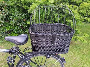 Корзина для велосипеда Tigana з прутів для багажника, 50 x 38 см, чорна (S-S), з подушкою