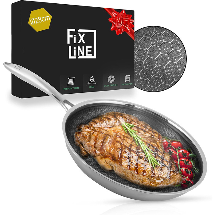 Набір сковорідок FIXLINE® Premium: Ø28 та 24 см - для всіх типів плит (включно з індукцією), антипригарне покриття, до 230°C, стильний дизайн