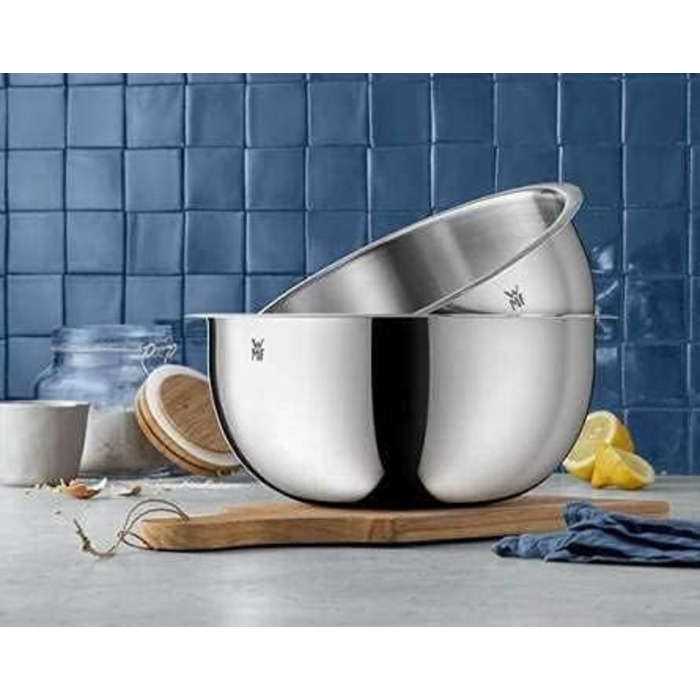 WMF Function Bowls Mixing Bowl Set, 2-piece, Ø 22 and 24 cm, Cromargan Stainless Steel, multifunctional as mixing bowl, salad bowl, serving bowl, stackable