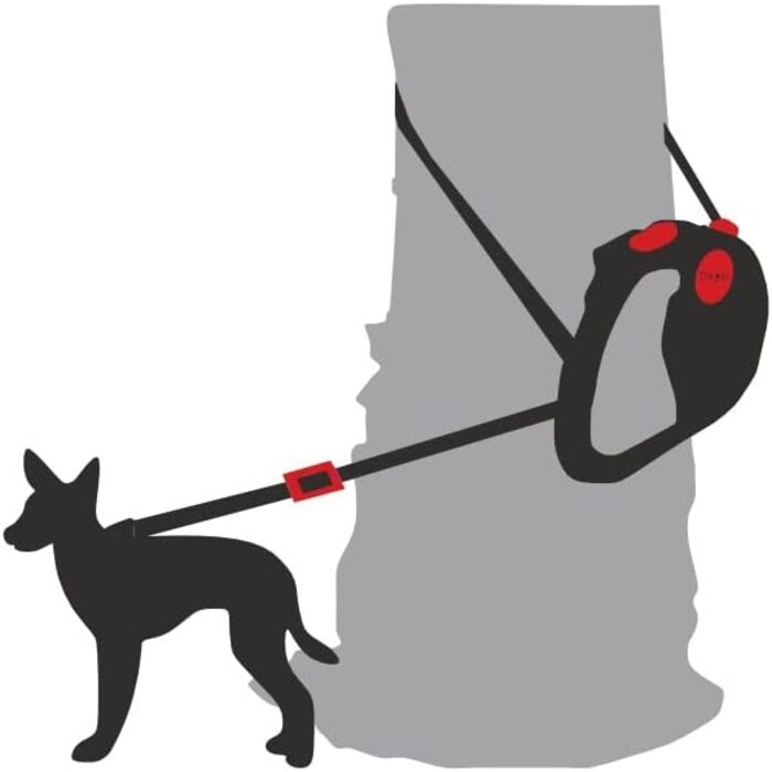 Рулетка для собак Dogxi 5м, 25кг, з карабіном, 11мм, чорна