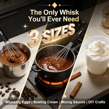 Набір міксерів для кухні Anaeat (3 шт.) з нержавіючої сталі - міксер-венчик для приготування, випікання, змішування та перемішування (3 розміри)