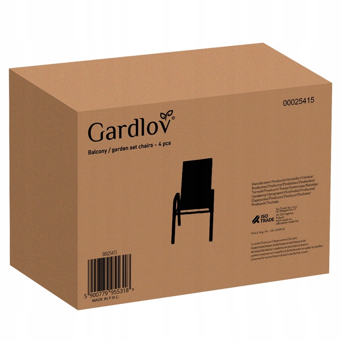 Садові стільці Gardlov 00025415, металеві, чорні, 4 шт.