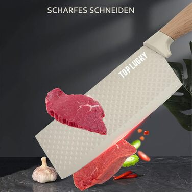 Набір кухонних ножів у блоці, 6 предметів: професійний набір ножів з нержавіючої сталі з ергономічною ручкою, супер гострі, з ножицями, антипригарне покриття, для дому, ресторану, RV (Хакі)