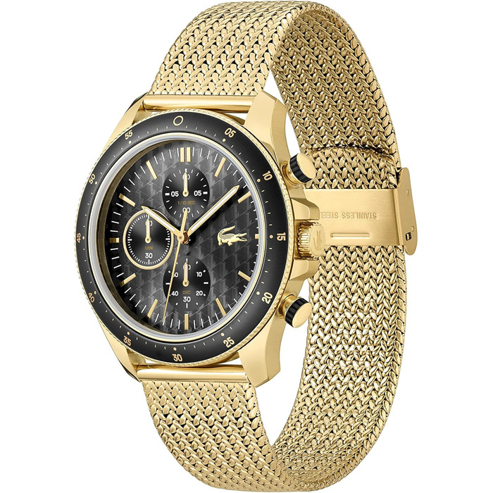 Годинник чоловічий Lacoste Neo Heritage Chronograph Quartz з браслетом (Золотий)